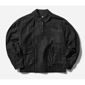 And Wander Men's Large Zip Up C/W Blouson Jacket Dark Gray Wool Blend - New